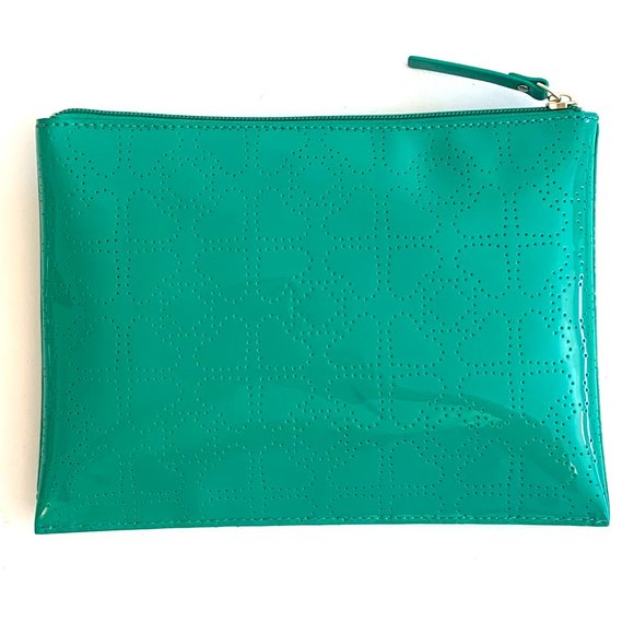 Kate Spade Metro Patent Leather Pouch Clutch Emerald Green - Picture 3 of 6